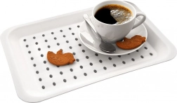 Hvid serveringsbakke 33 × 23 cm med skridsikker bund