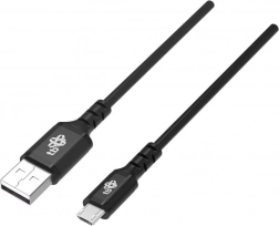 Silikone USB–Micro USB-kabel 2 m med hurtigopladning – sort