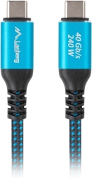 USB‑C-kabel USB4 0,5 m, 240 W, 8K 60 Hz – sort‑blå
