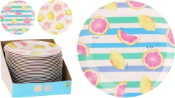 Flad melamintallerken 25 cm med frugtmotiv