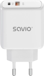 Vægoplader 20 W SAVIO LA-12 med USB-C PD og USB-A QC
