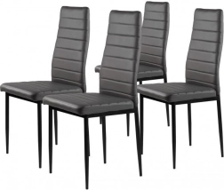 Moderne spise- og stuestole i gråt økolæder med ergonomisk ryglæn