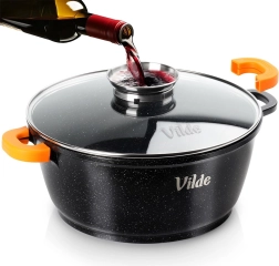 Granitgryde med glaslåg TERRUNA AROMA 28 cm, 5,8 l