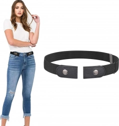 Elastisk bælte uden spænde til bukser, justerbart, sort