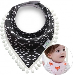 Børnetørklæde med pomponer - sort