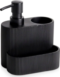 Doseringsbeholder til opvaskemiddel med holder til svamp, sort 250 ml - 1 stk.