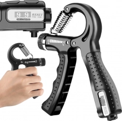 Justerbar grebtræner 10–60 kg med tæller – sort