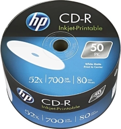Hp cd-r 700 mb 52x printable, spindle 50 stk
