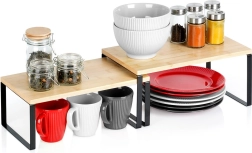 Sæt med 2 bambus køkkenhylder