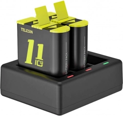 Telesin trekanals oplader med 2 batterier til GoPro HERO 9/10/11/12
