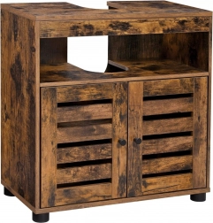 Rustikalt underskab til håndvask med justerbar hylde