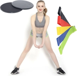 Glideplader + 5 træningselastikker - sort