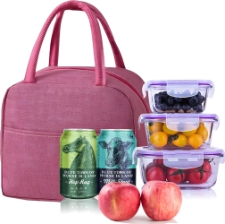 Isoleret termotaske til frokost, picnic og strand – lyserød