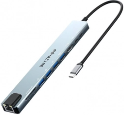 Dokkeringsstation BlitzWolf BW-TH5 10-i-1 USB‑C, sølv