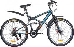 Maltrack mountainbike 26" stål, sort–blå–orange