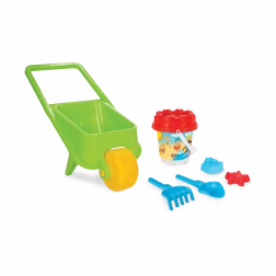 Trillebør med tilbehør til sandkasse, 5 dele – grøn, Pilsan