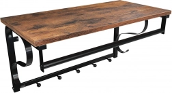 Væghylde i loftstil med knager og stang