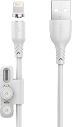 Magnetisk opladningskabel 3-i-1 FONENG X62, USB til USB‑C / Lightning / Micro USB, 1 m, hvid