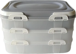 Stabelbar picnickasse med håndtag, 3-lags, 40 × 30 × 24 cm