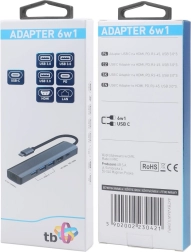 HUB USB-C adapter 6i1 - HDMI, 3x USB, PD, RJ-45