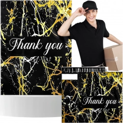 Foliopakker kurér 255 × 370 mm, motiv gylden marmor og teksten Thank You, 50 stk