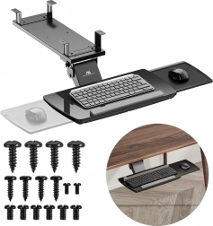 Maclean tastaturholder under bord, justerbar, sort