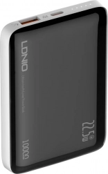 LDNIO powerbank 10000 mAh med hurtigopladning 22,5 W og USB‑C, sort