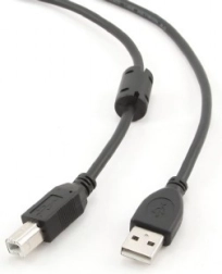 USB 2.0-kabel A–B 4,5 m med ferritkerne, forgyldte kontakter
