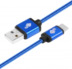 Blå USB–USB‑C-kabel 1,5 m med fletning