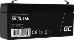 vedligeholdelsesfri AGM VRLA-batteri GREEN CELL 6 V 3,4 Ah til alarmer, kasser og legetøj
