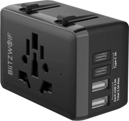 BlitzWolf rejseadapter 4-i-1 med USB‑C og PD 20 W