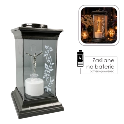 LED-lanterne med kors 14 × 14 × 28 cm