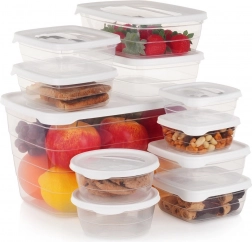 Sæt med plastbeholdere til mad med låg, 11 stk.