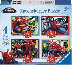 Børnepuslespil Disney Spider-Man 4-i-1 – 12, 16, 20 og 24 brikker, 19×14 cm