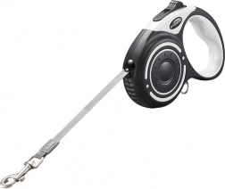 automatisk hundesnor Dogness 5 m med lygte og poseholder (grå)