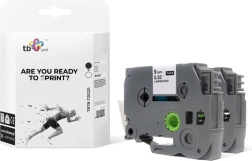 Tape til Brother labelprinter, sort print på hvid baggrund, 9 mm x 8 m, 2 stk.