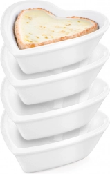 Porcelænsskåle i hjerteform til forretter 7,5 cm, 35 ml, 4 stk.