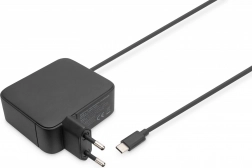 Vægoplader USB‑C PD 3.0 100 W GaN med indbygget kabel 1,2 m – sort