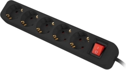 Forgreningsliste med overspændingsbeskyttelse 5x udtag, 3 m, sort