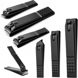 sæt med 3 sorte negleklippere – stor, lille og skrå