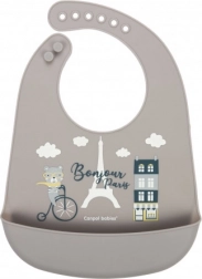 Canpol babies Silikonehagesmæk med lomme BONJOUR PARIS beige