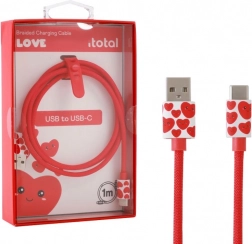 USB‑C opladerkabel med hjerter med silikonerem