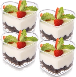 Hjerteformede dessert- og snackbægre 130 ml, 4 stk.