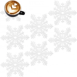 Filtunderlag til krus, snefnug, hvid, 13,5 cm, 6 stk.