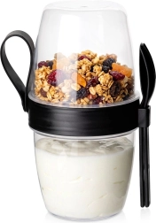 Vilde yoghurtbæger med to rum og bestik, 800 ml