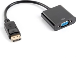 Adapter DisplayPort til VGA 15-pin, han til hun, 10 cm, sort