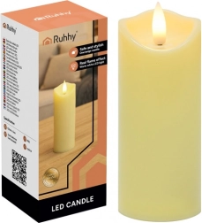 LED stearinlys 12,5 × 5 cm med flimrende flamme, varm hvid