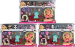 Sæt med dyr med lille hus og legeplads