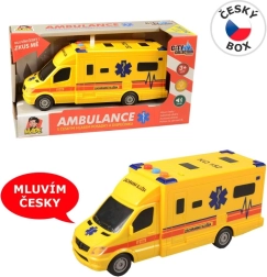 Ambulance med friløb med lys og lyd, 19 cm