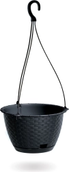 Hængende urtepotte med rattan-look antracit